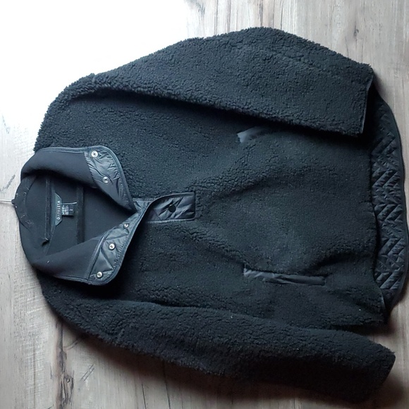 Athleta Cozy Sherpa Snap Sweatshirt in Black NWOT - Picture 3 of 11